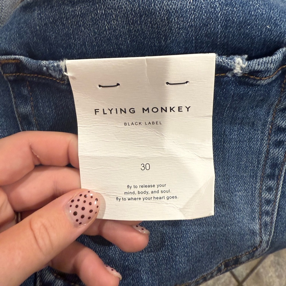 Flying Monkey Super High Rise Cuffed Baggy Wide Leg Denim Jeans - Picture 8 of 8